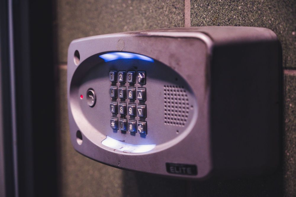 Access card reader controlling a secured door