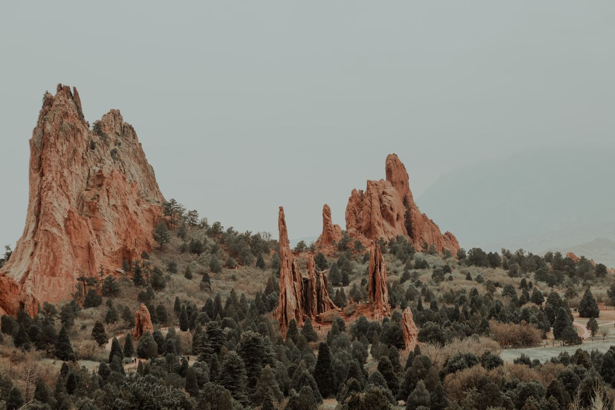 Red sandstone formations at Garden of the Gods near Colorado Springs