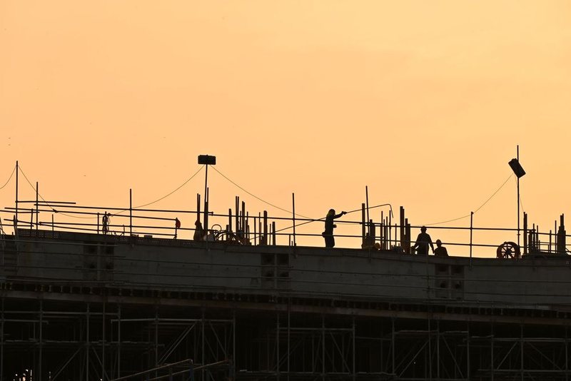 Construction jobsite at dusk in Southern Colorado